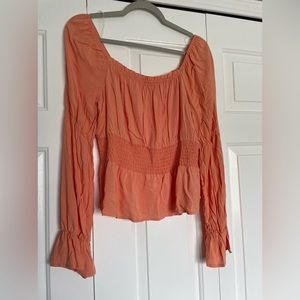 Junior So Cropped Smocked Waist Top.  Size L. NWT